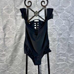 Adventure Club Black Lattice One-Piece Swimsuit – Size Small
